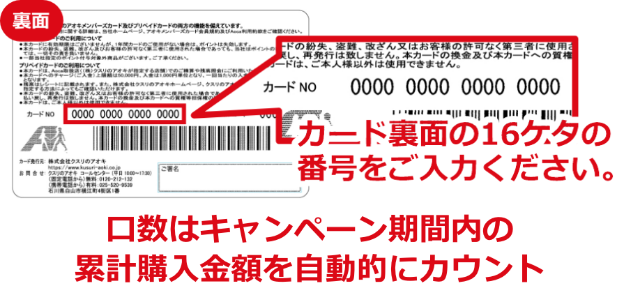 カードの裏面16ケタの番号をご入力ください。